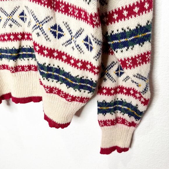 Vintage Cambridge Classics Slouchy 100% Wool Fairisle Grandpa Heavy Knit Sweater - Picture 3 of 7